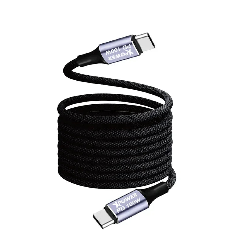 Xpower 100W Type C To C Magnetic 1M Cable - Gray - Tashqila Xpower 100W Type C To C Magnetic 1M Cable - Gray - Tashqila